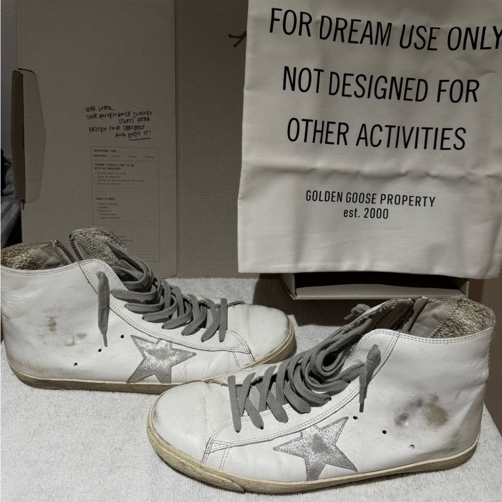 GGDB White High-Top Sneakers